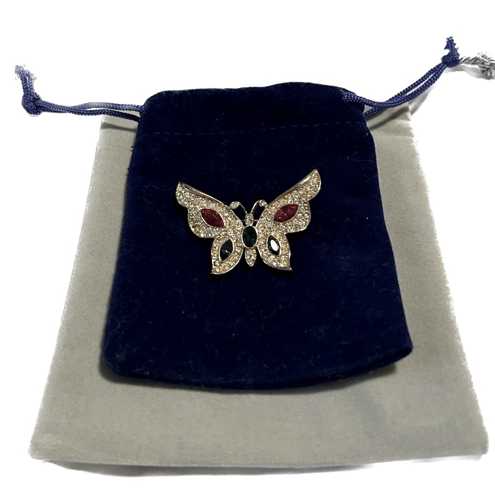 Butterfly Brooch in Gold stone with Stones